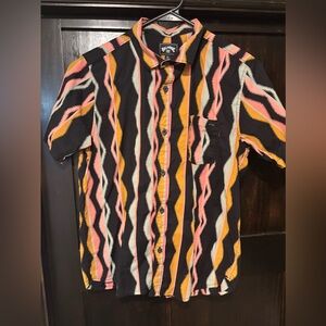 Billabong Boy’s Vibrant Zigzag Shirt - Black, Orange, Pink